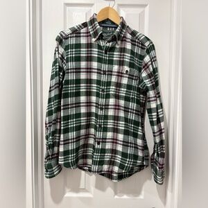 Woolrich Trout Run Green and White Plaid Shirt Mens small wool blend